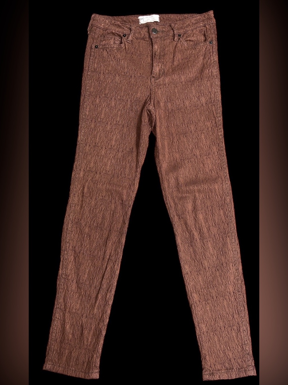 Free People Womens Skinny Jeans Size 27 Rust Brown Distressed Stretch Denim Chic